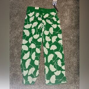 Diane Von Furstenberg x Target Green and White Leaf Print Pants NWT